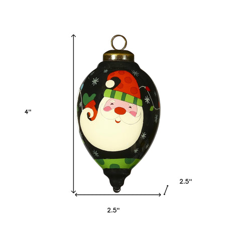 Santa in Holiday Lights Hand Painted Mouth Blown Glass Ornament