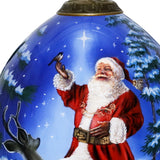 Starry Heaven and Santa Hand Painted Mouth Blown Glass Ornament