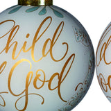 White and Gold Child of God Hand Painted Mouth Blown Glass Ornament