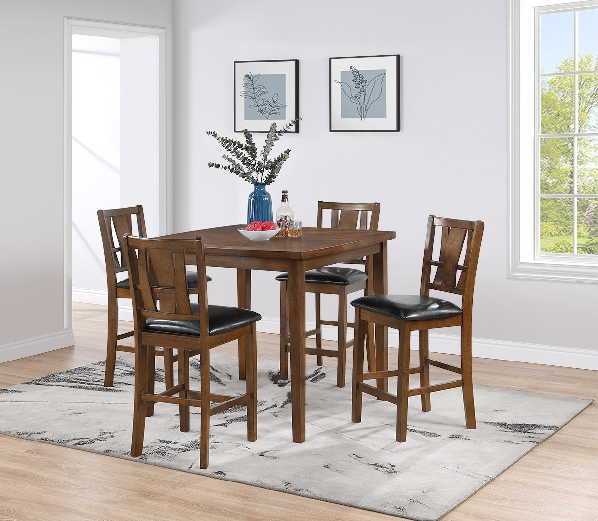 5-piece-Counter-Height-Dining-Set,-Brown-Cherry-Kitchen-&-Dining-Furniture-Sets