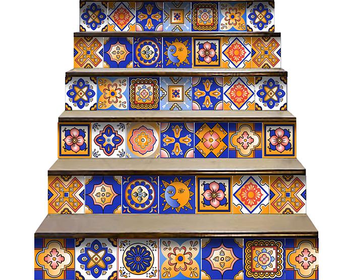 5" x 5" Blue and Gold Celestial Mosaic Peel and Stick Removable Tiles - Tuesday Morning-Peel and Stick Tiles