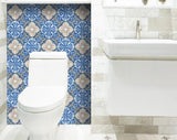 6" X 6" Blues and Crema Peel And Stick Removable Tiles - Tuesday Morning-Peel and Stick Tiles