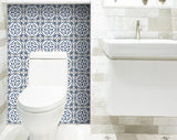6" X 6" Tulipa Blue and White Peel and Stick Removable Tiles - Tuesday Morning-Peel and Stick Tiles