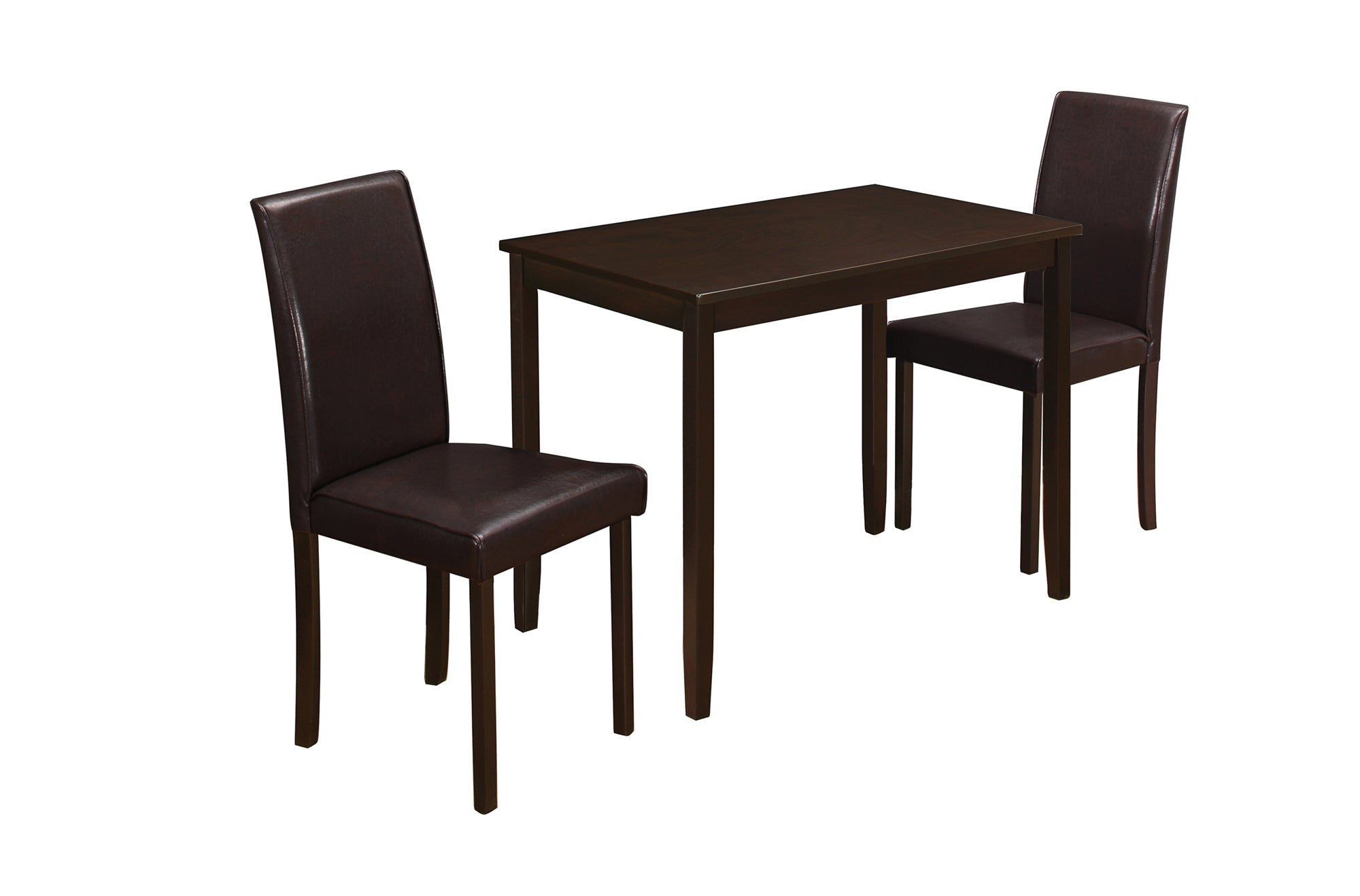 68" X 75" X 102" Cappuccino Solid Wood Foam Veneer Leatherlook 3Pcs Dining Set - Tuesday Morning-Dining Sets