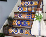 7" x 7" Blue and Gold Celestial Mosaic Peel and Stick Removable Tiles - Tuesday Morning-Peel and Stick Tiles