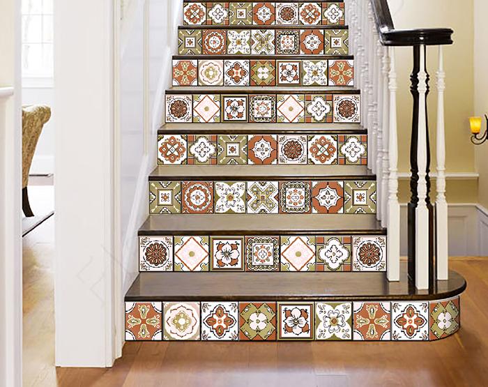7" x 7" Retro Orange Mosaic Peel and Stick Removable Tiles - Tuesday Morning-Peel and Stick Tiles