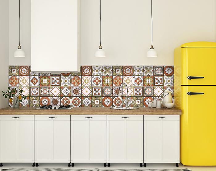 7" x 7" Retro Orange Mosaic Peel and Stick Removable Tiles - Tuesday Morning-Peel and Stick Tiles