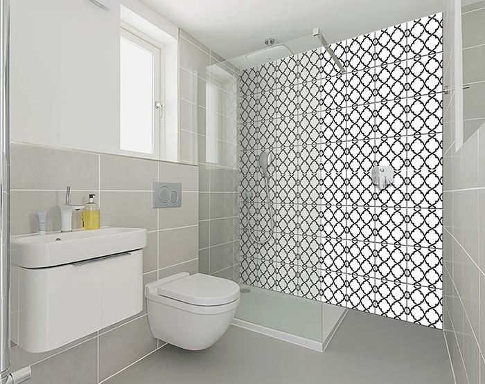 8" X 8" Black and White Quatrefoil Peel and Stick Tiles - Tuesday Morning-Peel and Stick Tiles