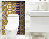 8" X 8" Blue And Yellow Mosaic Peel And Stick Removable Tiles - Tuesday Morning-Peel and Stick Tiles