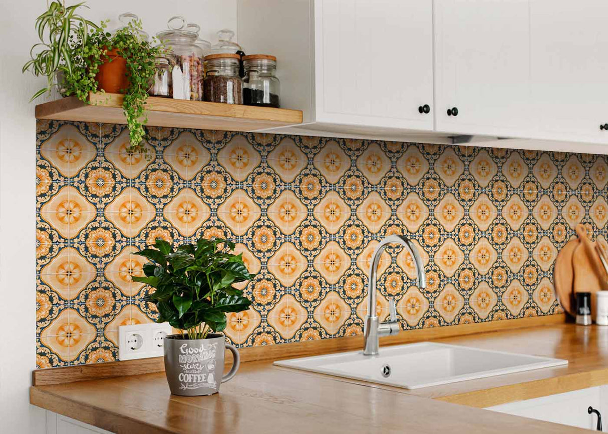 8" X 8" Golden Deco Peel And Stick Removable Tiles - Tuesday Morning-Peel and Stick Tiles