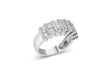 .925 Sterling Silver 1.0 Cttw Baguette Cut Diamond Vertical Channel Fluted Multi-Row Unisex Fashion Wedding Ring (H-I Color, I1-I2 Clarity) - Size 7-1/4 - Tuesday Morning-Rings