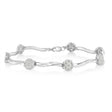 .925 Sterling Silver 1.0 Cttw Miracle-Set Diamond 7 Stone Floral Cluster Link Bracelet (I-J Color, I3 Clarity) -7" - Tuesday Morning-Tennis Bracelets