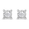 .925 Sterling Silver 1.0 Cttw Round Brilliant-Cut Diamond Miracle-Set Solitaire Stud Earrings (H-I Color, I2-I3 Clarity) - Tuesday Morning-Stud Earrings