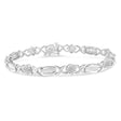 .925 Sterling Silver 1.0 Cttw Round-Cut And Baguette-Cut Diamond X-Link Bracelet (I-J Color, I1-I2 Clarity) - 7" - Tuesday Morning-Bracelets
