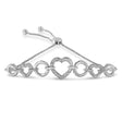 .925 Sterling Silver 1/10 Cttw Round-Cut Diamond Heart-Link Adjustable Bolo Bracelet ( H-I Color, I2-I3 Clarity) - 6"-9" Adjustable - Tuesday Morning-Bracelets