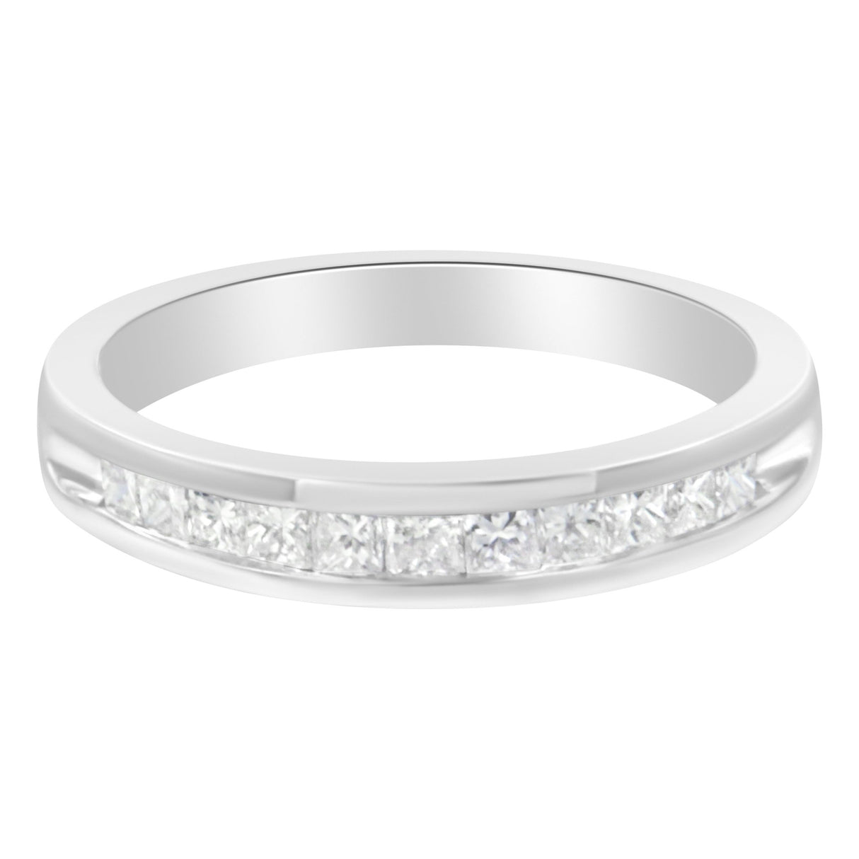 .925 Sterling Silver 1/2 Cttw Princess-Cut Diamond Channel-Set Half-Eternity Wedding Or Anniversary Band Ring (H-I Color, I2 Clarity) - Size 6 - Tuesday Morning-Rings