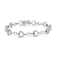 .925 Sterling Silver 1/4 Cttw Round-Cut Diamond Alternating Heart And Leaf Link Bracelet (I-J Color, I3 Clarity) - Size 7.25" - Tuesday Morning-Bracelets