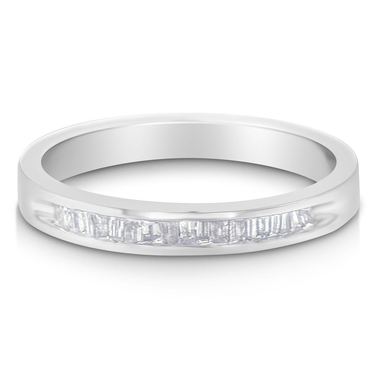 .925 Sterling Silver 1/5 Cttw Diamond Channel-Set Stackable Band Ring (H-I Color, I1-I2 Clarity) - Size 6-3/4 - Tuesday Morning-Rings