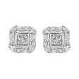 .925 Sterling Silver Round-Cut Diamond Accent Swirl Square Knot Stud Earrings (H-I Color, I2-I3 Clarity) - Tuesday Morning-Stud Earrings