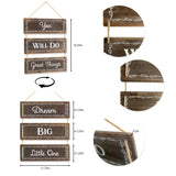3 Panels Brown Reversible Hanging Wood Wall Sign Decor 11.75 x 0.25 x 14.375