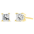 Ags Certified 1/4 Cttw Princess-Cut Square Diamond 4-Prong Solitaire Stud Earrings In 14K Yellow Gold (H-I Color, I1-I2 Clarity) - Tuesday Morning-Stud Earrings
