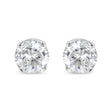 Ags Certified 14K White Gold 1.0 Cttw 4-Prong Set Brilliant Round-Cut Solitaire Diamond Push Back Stud Earrings (G-H Color, I1-I2 Clarity) - Tuesday Morning-Stud Earrings