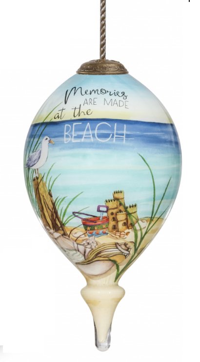 Beach Memories Hand Painted Mouth Blown Glass Ornament - Tuesday Morning-Christmas Ornaments