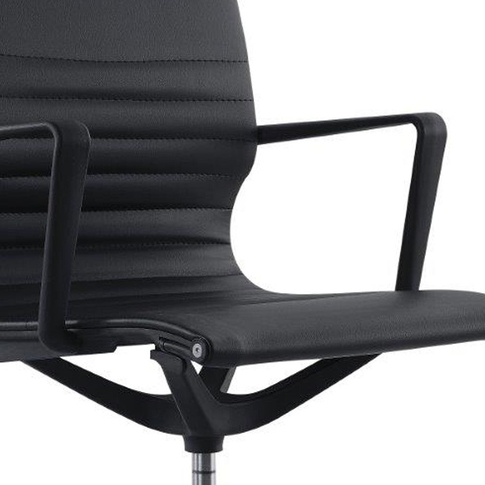 Black Adjustable Swivel Fabric Rolling Office Chair - Tuesday Morning-Office Chairs