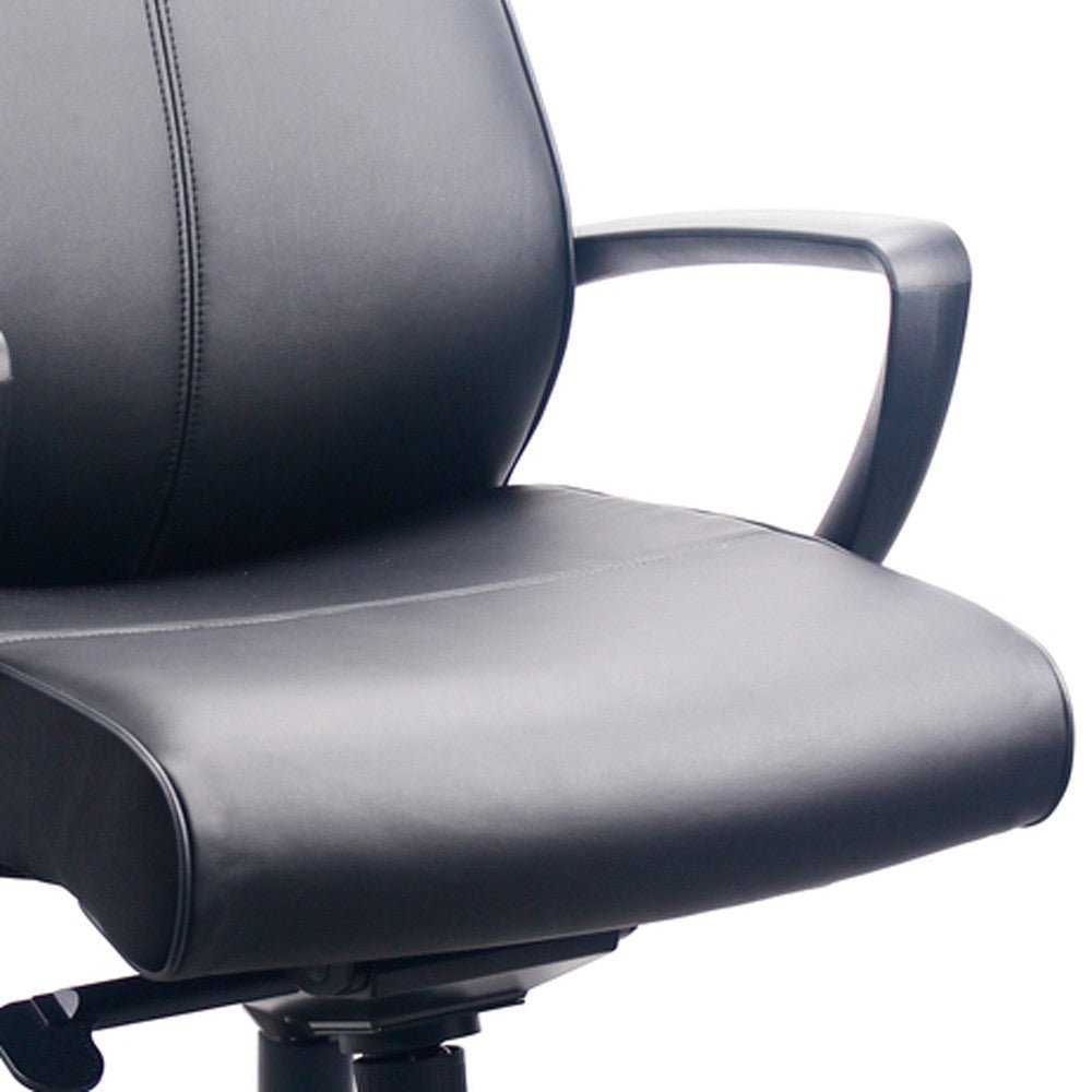 Black Adjustable Swivel Faux Leather Rolling Office Chair - Tuesday Morning-Office Chairs