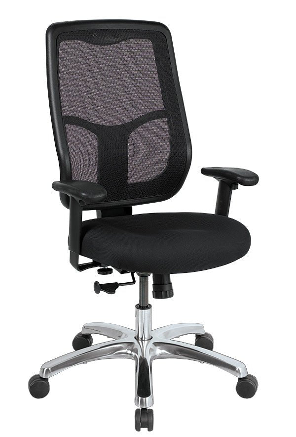 Black and Silver Adjustable Swivel Mesh Rolling Office Chair - Tuesday Morning-Office Chairs