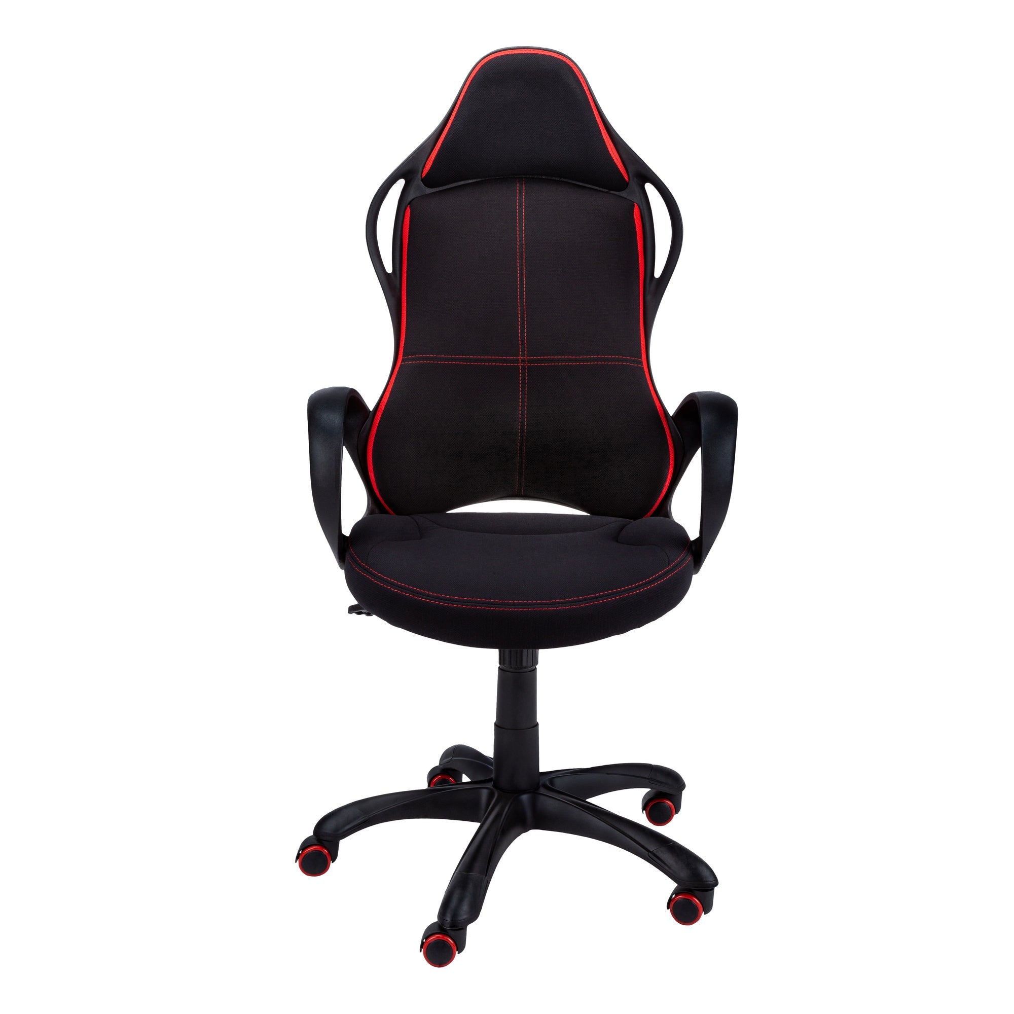 Black-Fabric-Tufted-Seat-Swivel-Adjustable-Gaming-Chair-Fabric-Back-Plastic-Frame-Office-Chairs