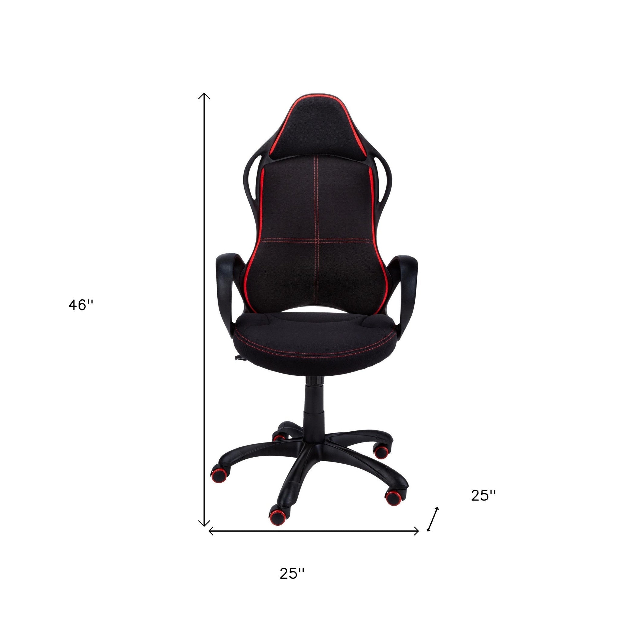 Black Fabric Tufted Seat Swivel Adjustable Gaming Chair Fabric Back Plastic Frame - Tuesday Morning-Office Chairs
