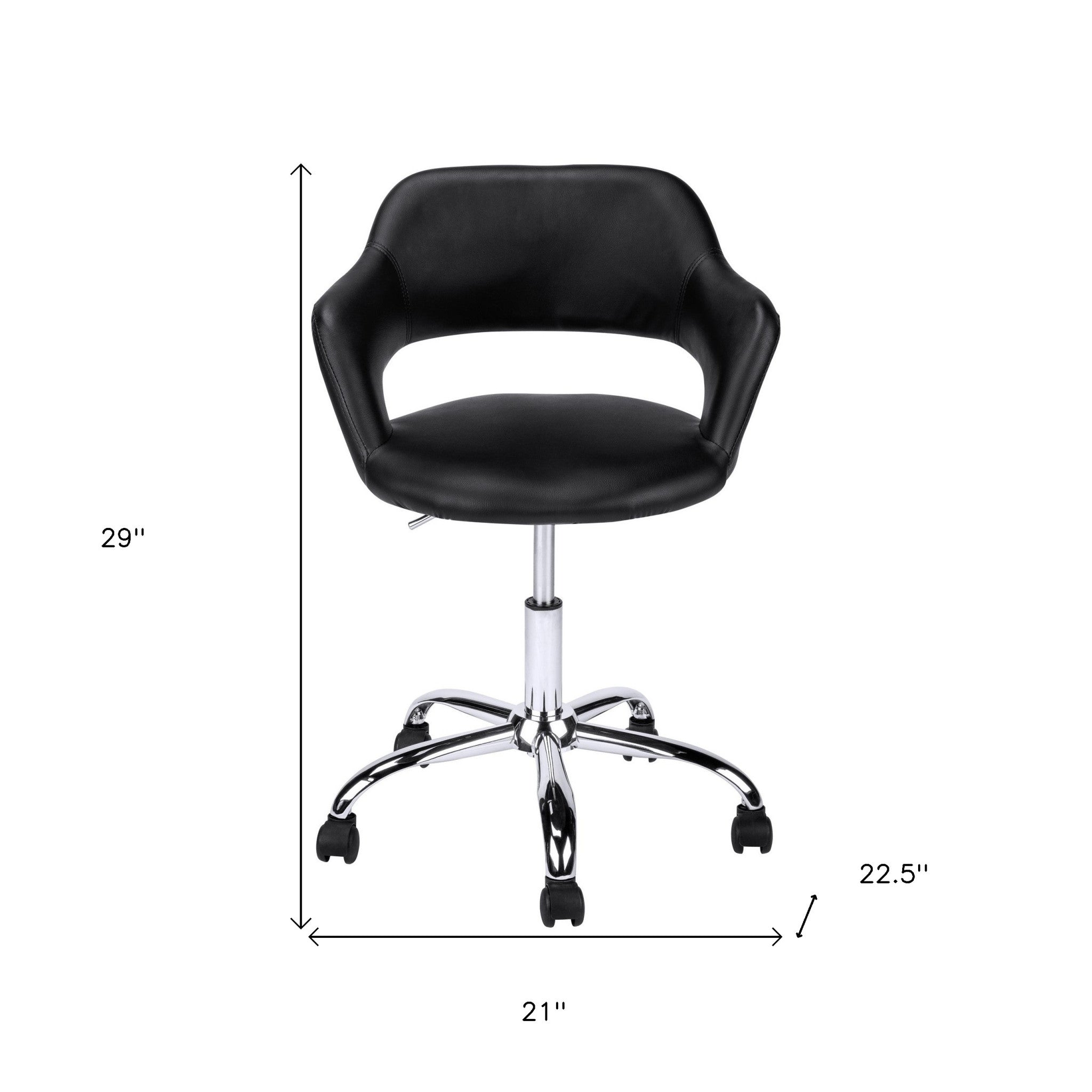 Black Faux Leather Seat Swivel Adjustable Task Chair Leather Back - Tuesday Morning-Office Chairs