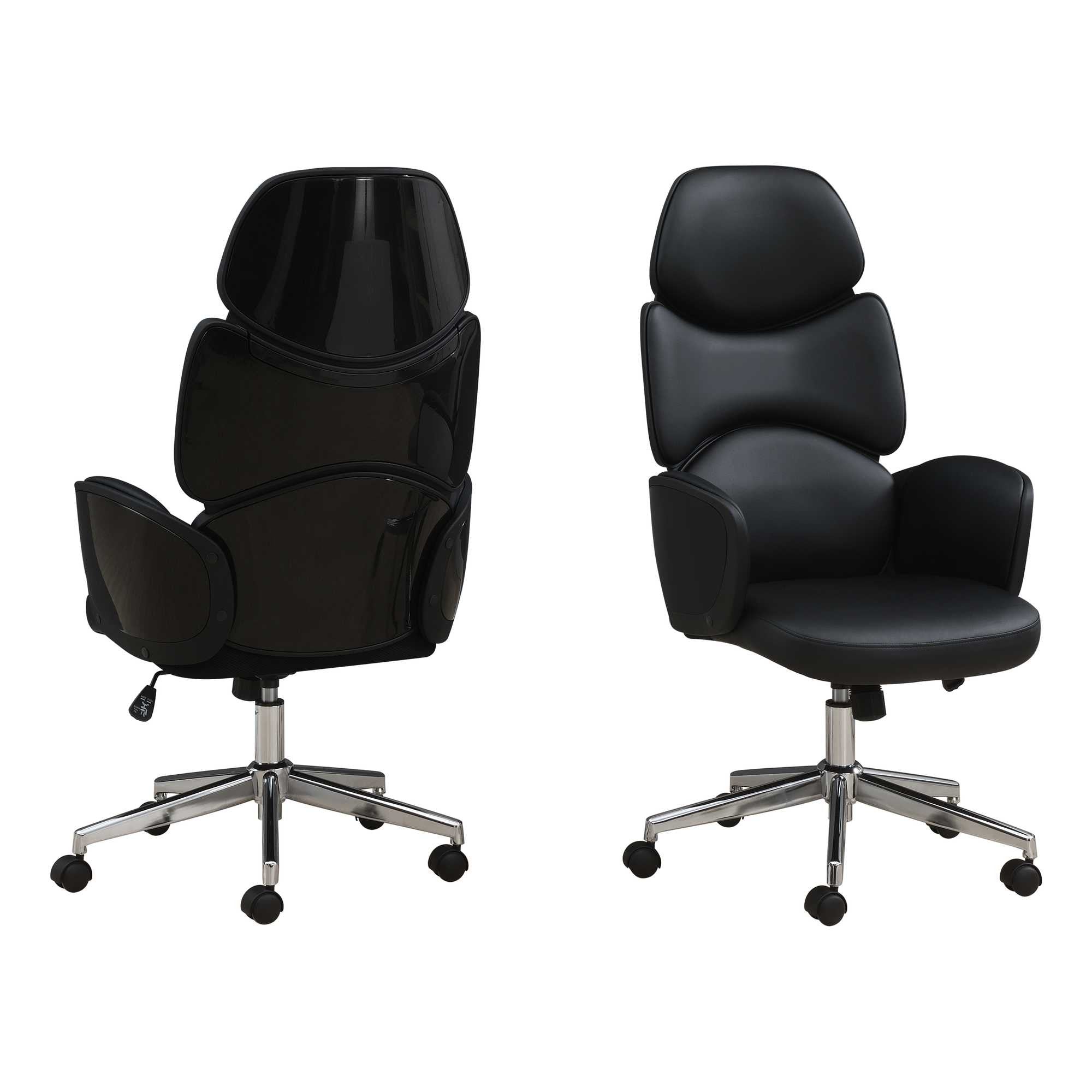 Black Faux Leather Tufted Seat Swivel Adjustable Executive Chair Leather Back Plastic Frame - Tuesday Morning-Office Chairs