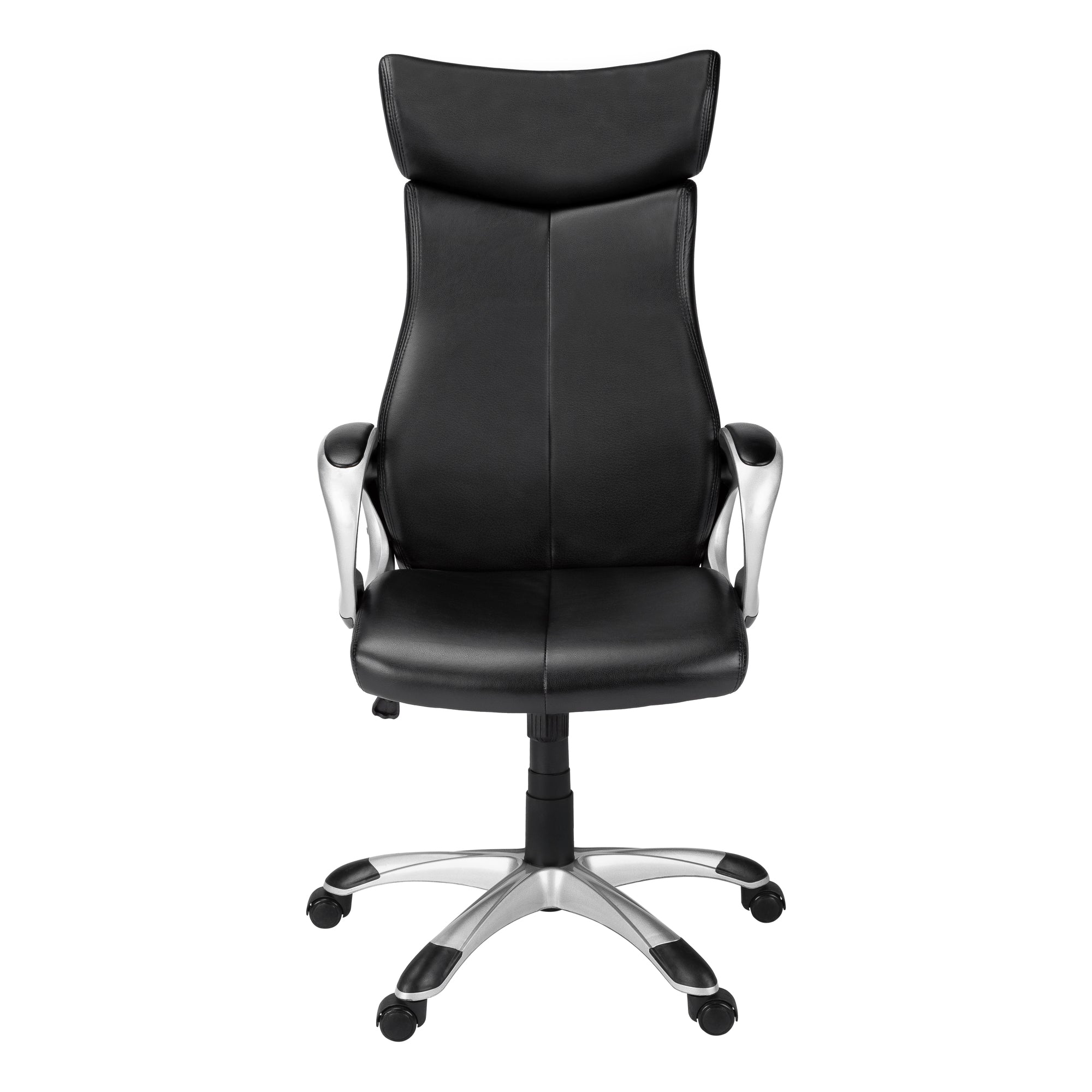 Black-Faux-Leather-Tufted-Seat-Swivel-Adjustable-Executive-Chair-Leather-Back-Steel-Frame-Office-Chairs