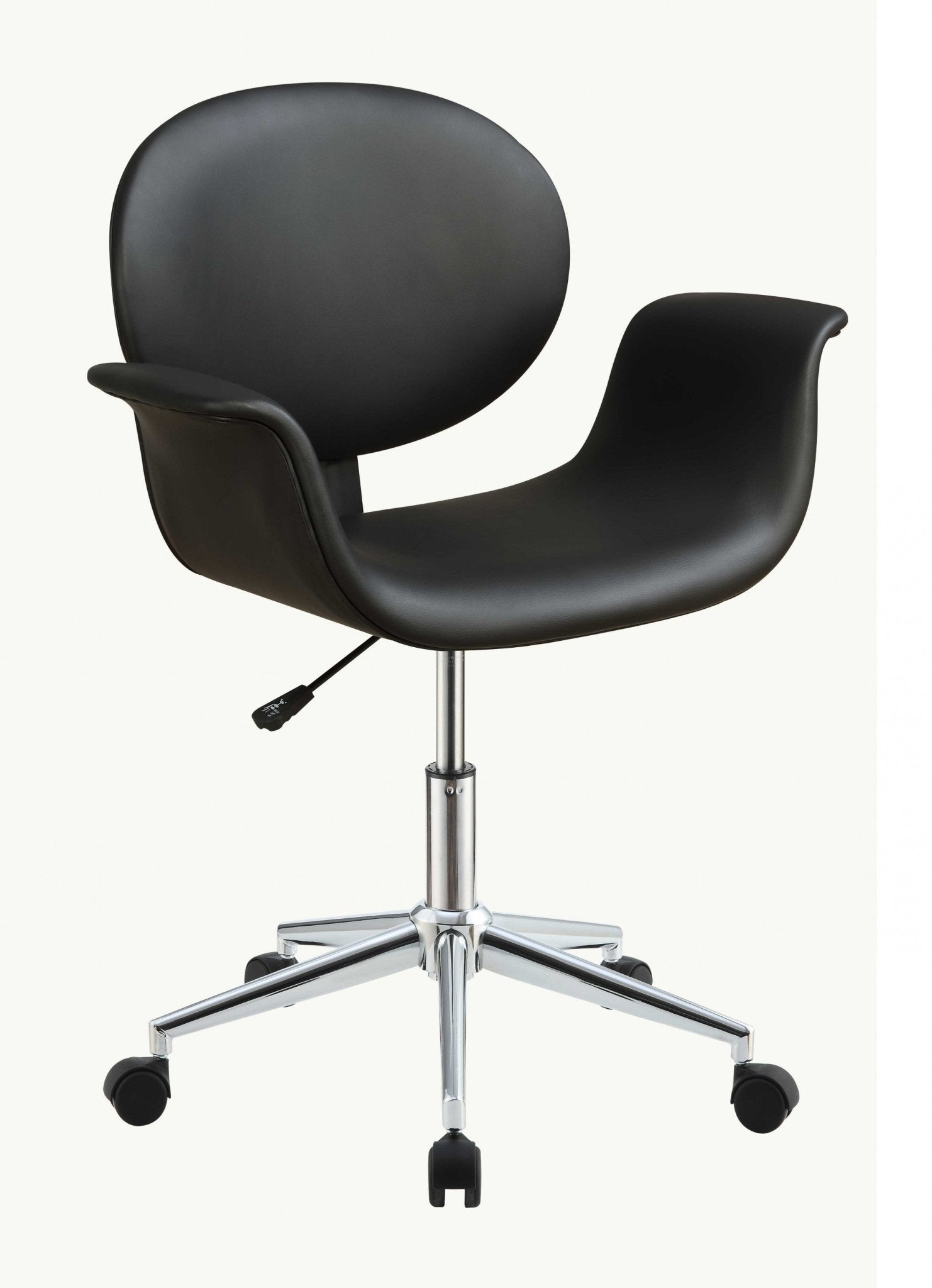 Black-Faux-Leather-Tufted-Seat-Swivel-Adjustable-Task-Chair-Leather-Back-Steel-Frame-Office-Chairs