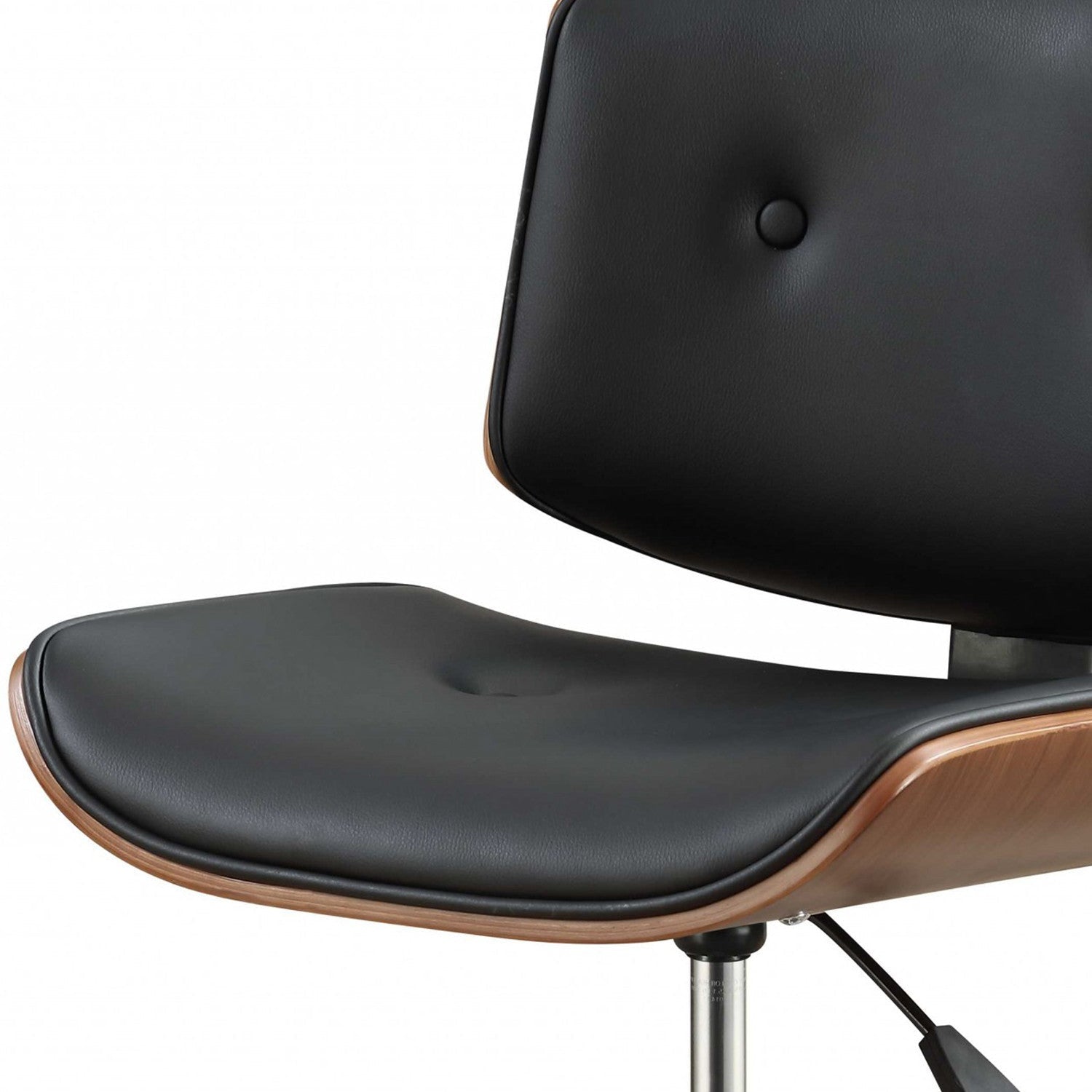 Black Faux Leather Tufted Seat Swivel Adjustable Task Chair Leather Back Steel Frame - Tuesday Morning-Office Chairs