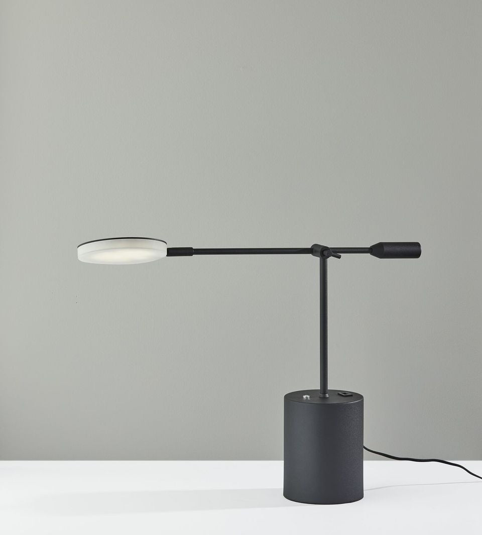 Black Metal Saucer Led Adjustable Desk Lamp - Tuesday Morning-Table Lamps