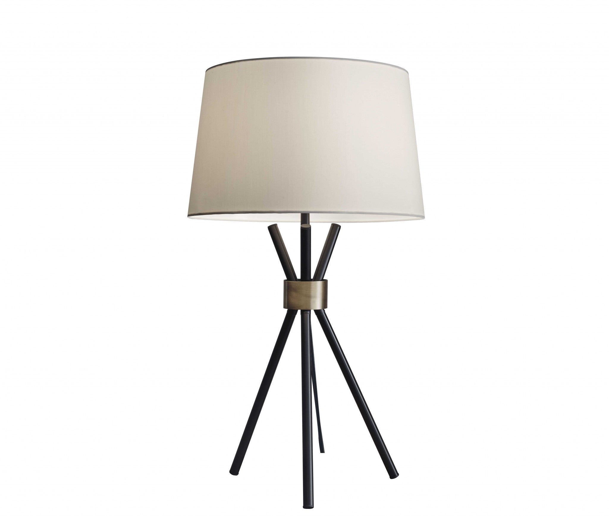 Black Metal Tripod Leg With Antique Brass Accent Table Lamp - Tuesday Morning-Table Lamps
