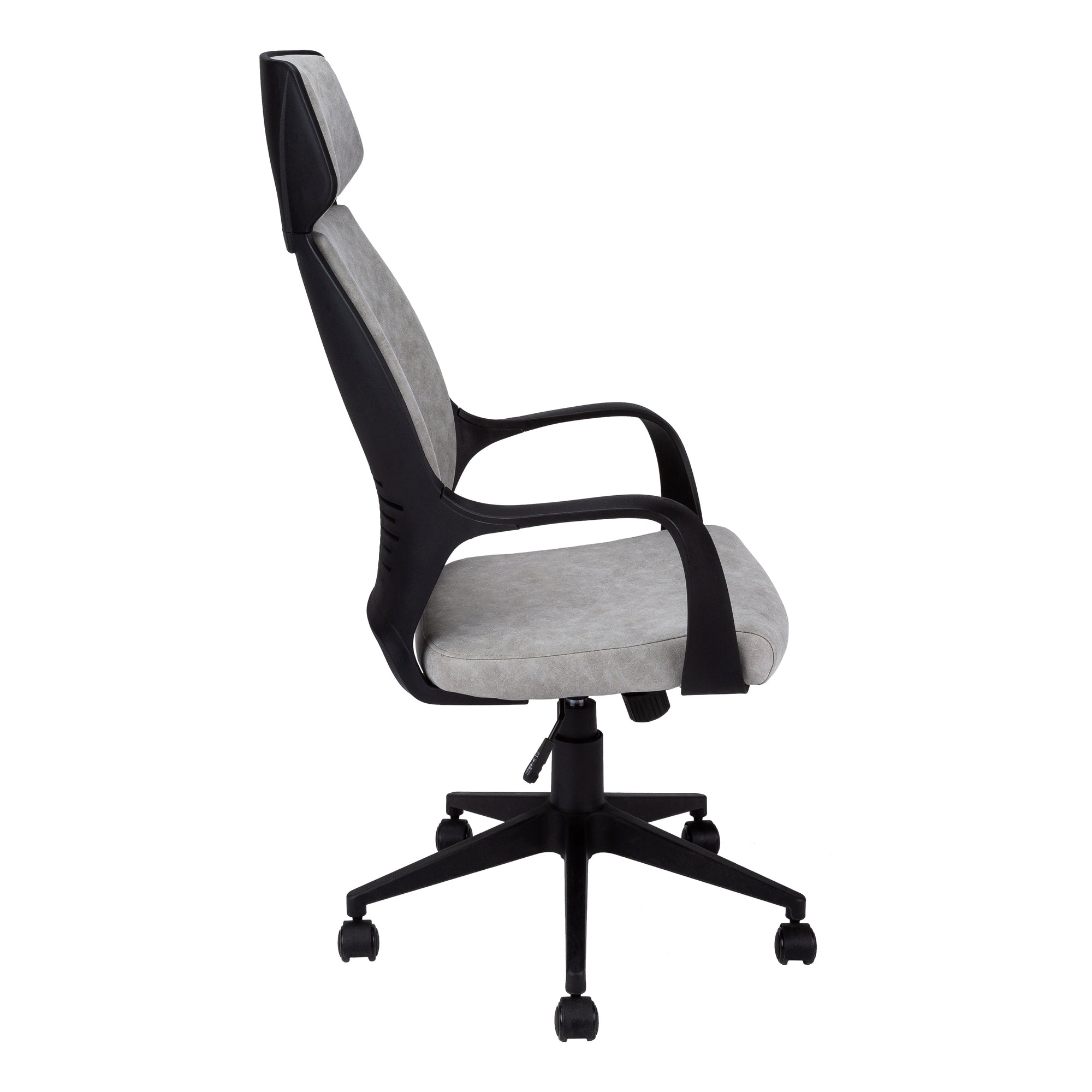 Black Microfiber Seat Swivel Adjustable Executive Chair Fabric Back Plastic Frame - Tuesday Morning-Office Chairs