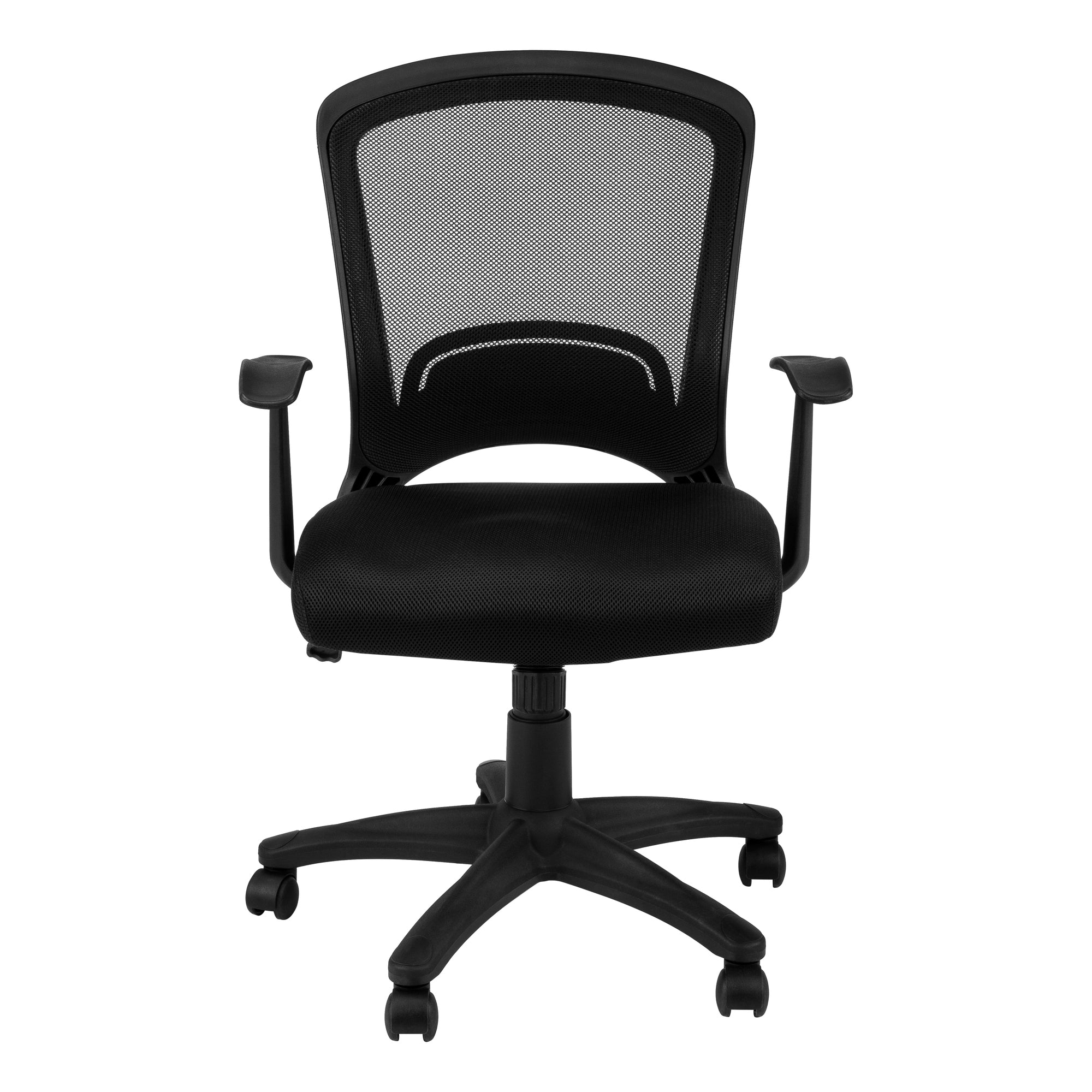 Black-Polyester-Seat-Swivel-Adjustable-Task-Chair-Mesh-Back-Plastic-Frame-Office-Chairs