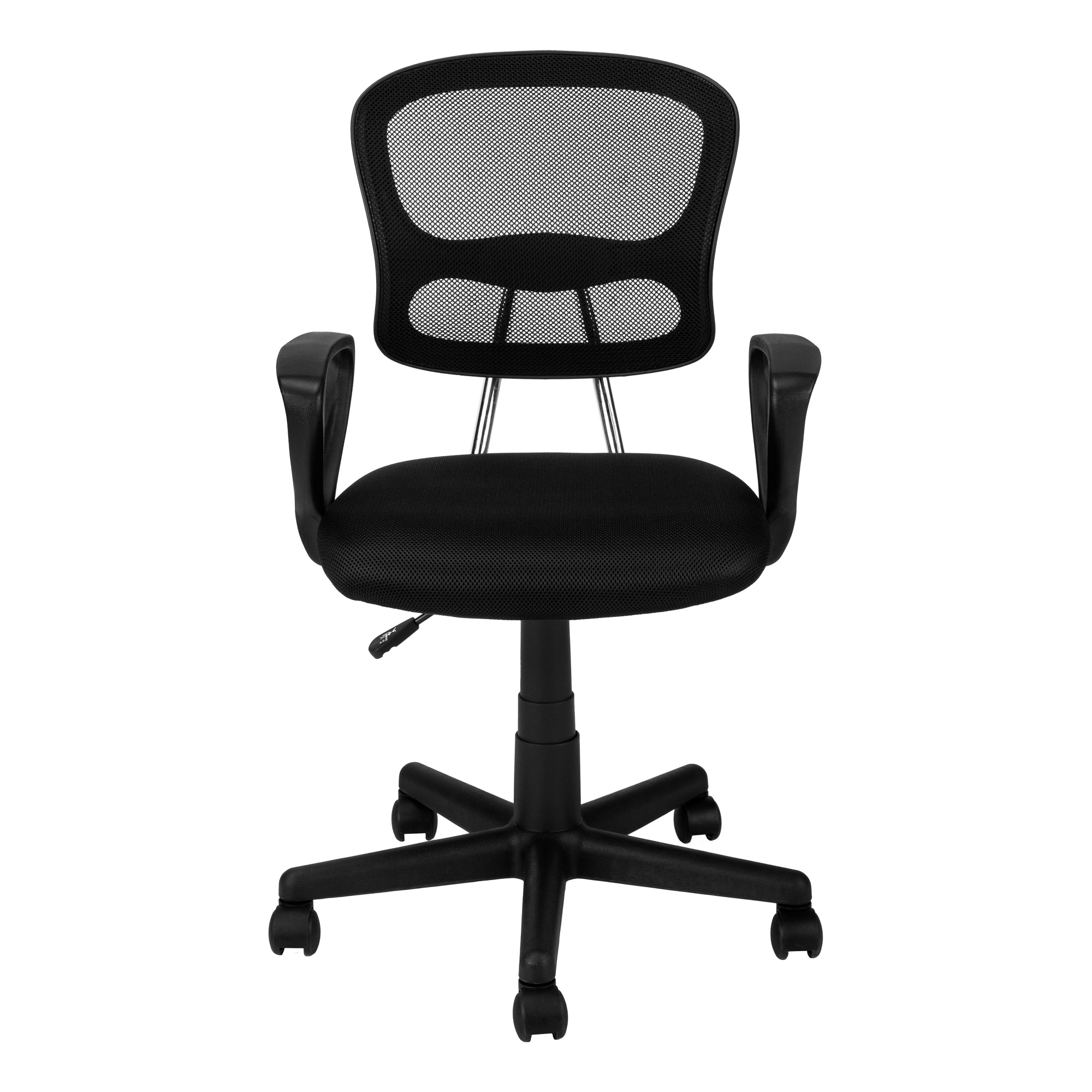 Black-Polyester-Seat-Swivel-Adjustable-Task-Chair-Mesh-Back-Plastic-Frame-Office-Chairs
