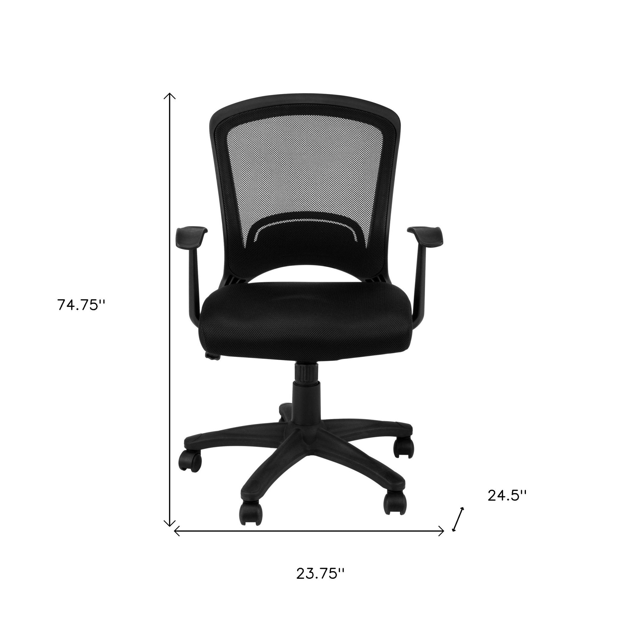 Black Polyester Seat Swivel Adjustable Task Chair Mesh Back Plastic Frame - Tuesday Morning-Office Chairs