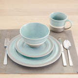 Blue and Gray Sixteen Piece Round Tone on Tone Ceramic Service For Four Dinnerware Set - Tuesday Morning-Dinnerware