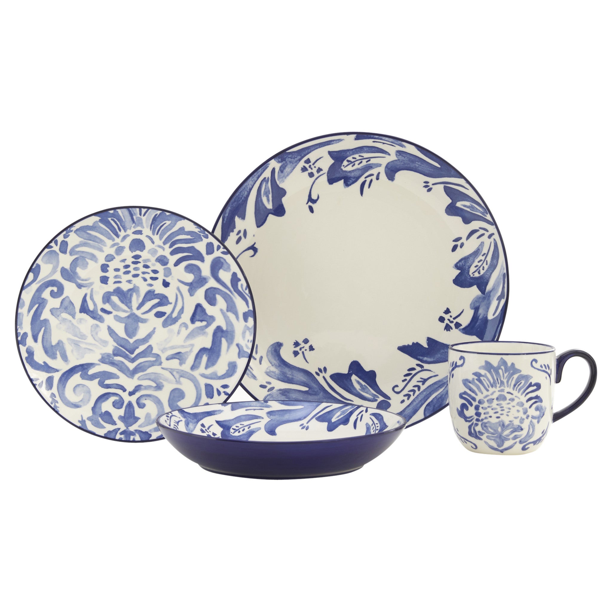 Blue-and-White-Sixteen-Piece-Round-Floral-Ceramic-Service-For-Four-Dinnerware-Set-Dinnerware