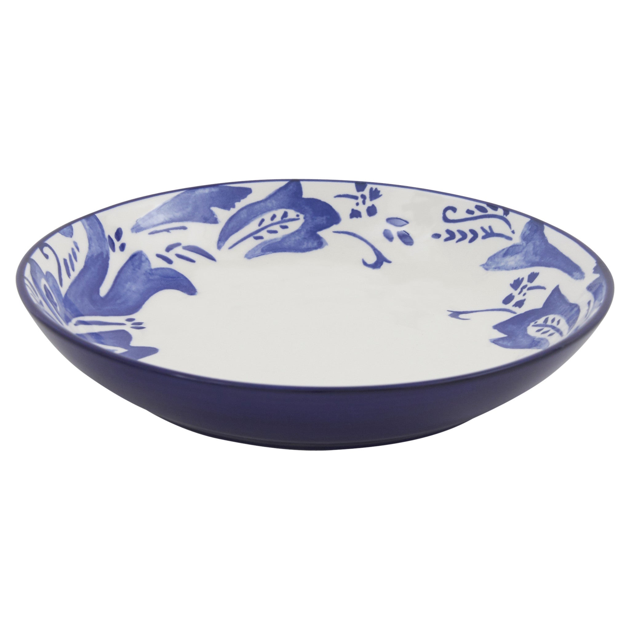 Blue and White Sixteen Piece Round Floral Ceramic Service For Four Dinnerware Set - Tuesday Morning-Dinnerware