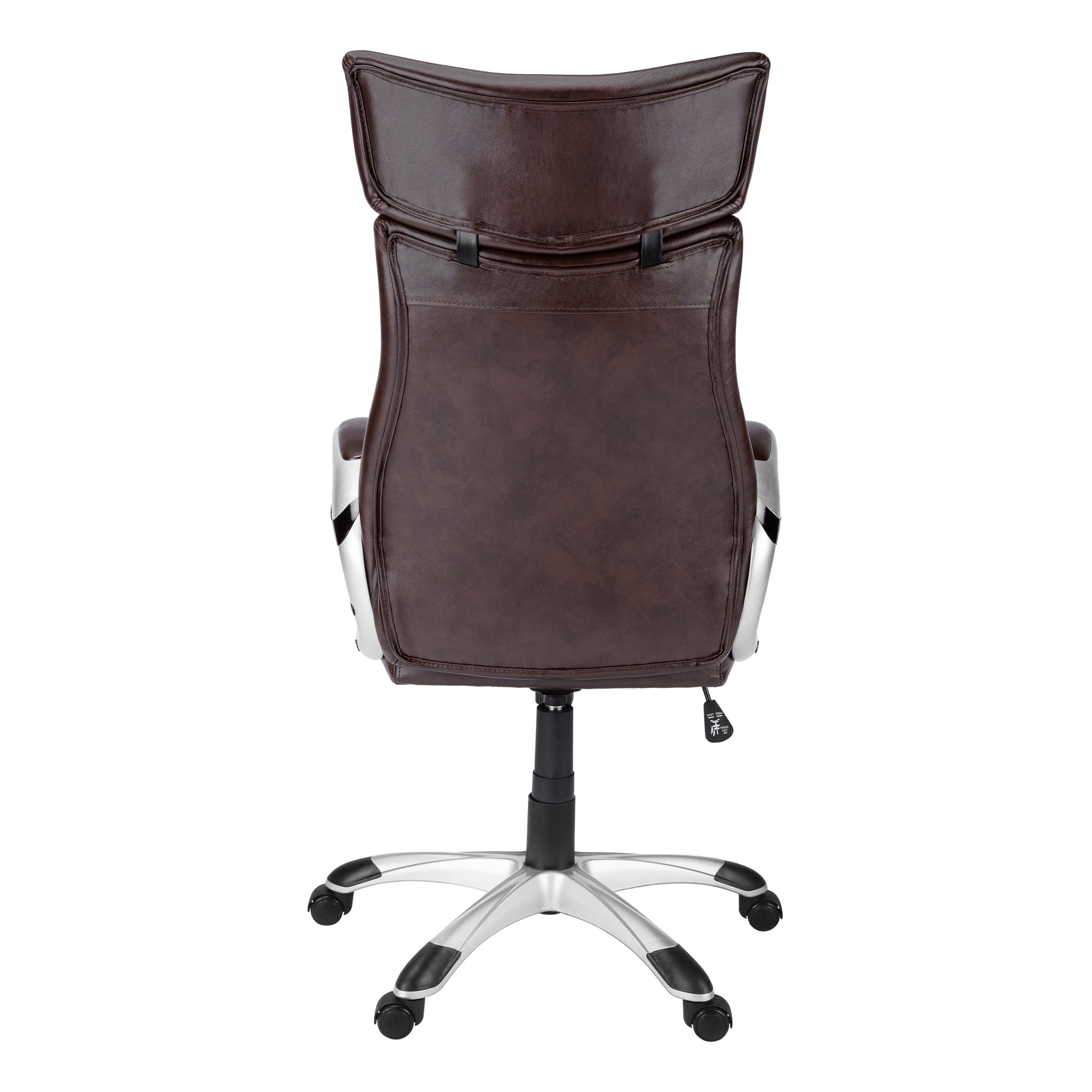 Brown Faux Leather Seat Swivel Adjustable Executive Chair Leather Back Steel Frame - Tuesday Morning-Office Chairs