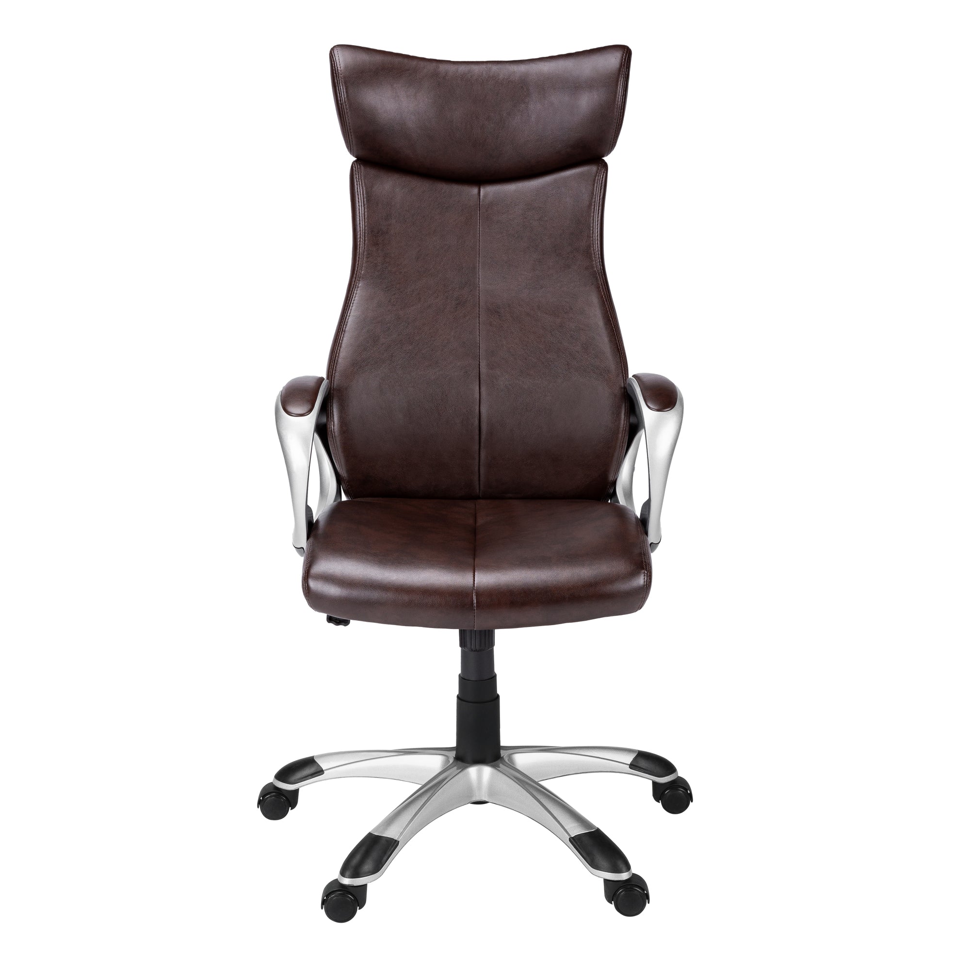 Brown-Faux-Leather-Seat-Swivel-Adjustable-Executive-Chair-Leather-Back-Steel-Frame-Office-Chairs