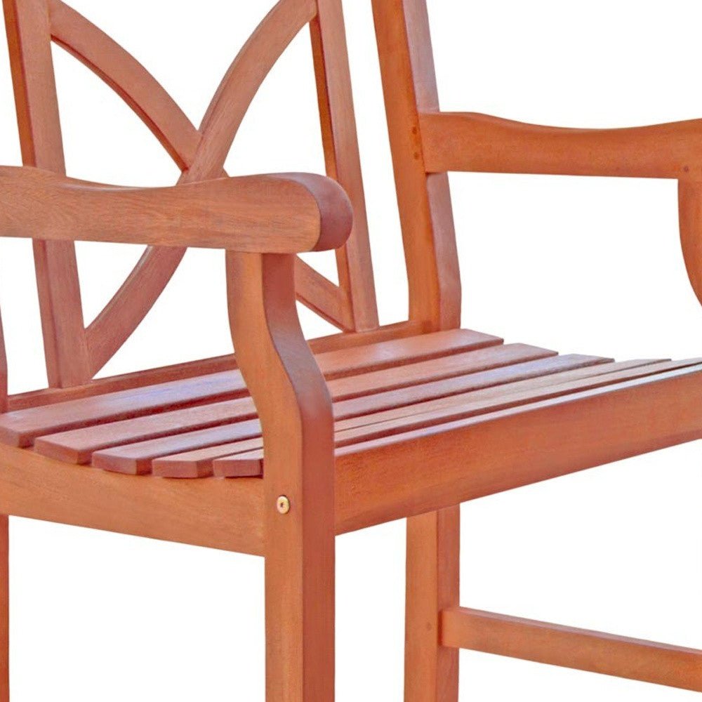 Brown Patio Armchair With Cross Back Design - Tuesday Morning-Outdoor Chairs