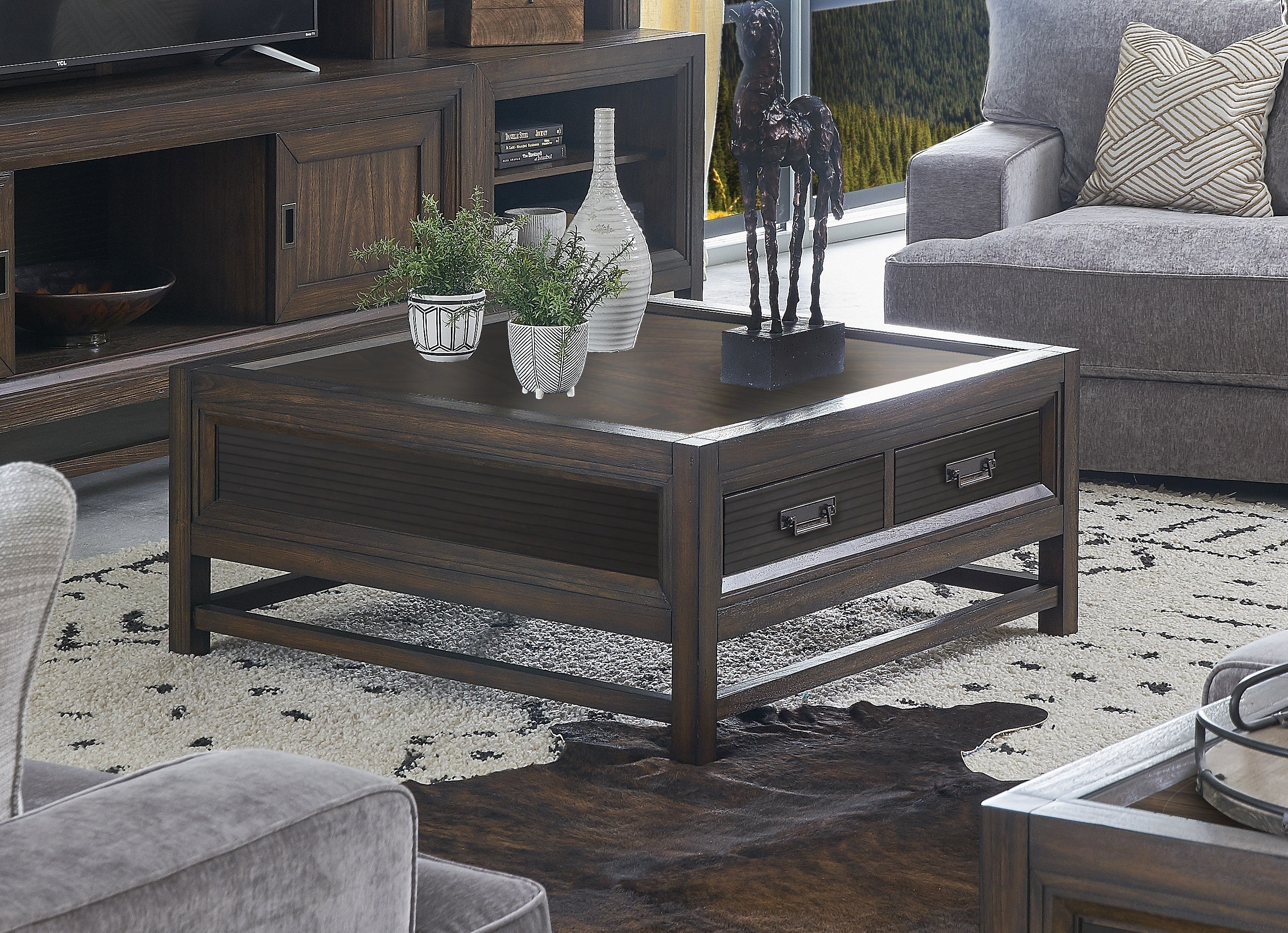 TM-HOME-:-2-drawer-Coffee-Table,-Two-Tone-Finish-Coffee-Tables-&-Sets